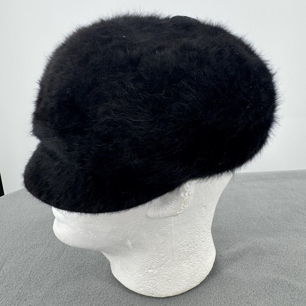 Kangol Heritage Furgora Wendy Black Angora Blend Fuzzy Cap Hat One Size